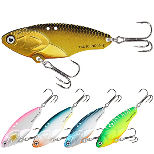TRUSCEND Swim or Jig Fishing Spinner Baits for Freshwater and Saltwater, Rooster Tail Fishing Lures for Trout Bass Walleye Crappie Salmon Pike, Blade Bait with Copper Blade - color: E2-2"-3/8oz