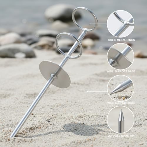 Solid Wood Fishing Rod Holder with Ground Spike for Beach, Riverbank, and Shore Fishing - Silver Finish