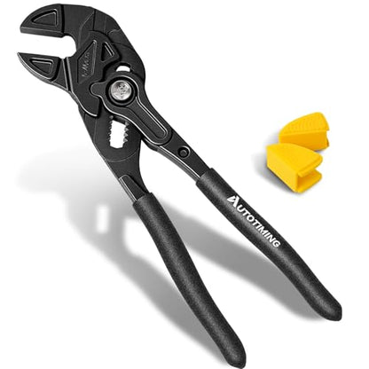 7-Inch Adjustable Plier Wrench Premium CR-V Parallel Pliers Parallel Jaw Pliers with Comfortable Grips Groove Lock Mechanism Black Finish - color: Black-7