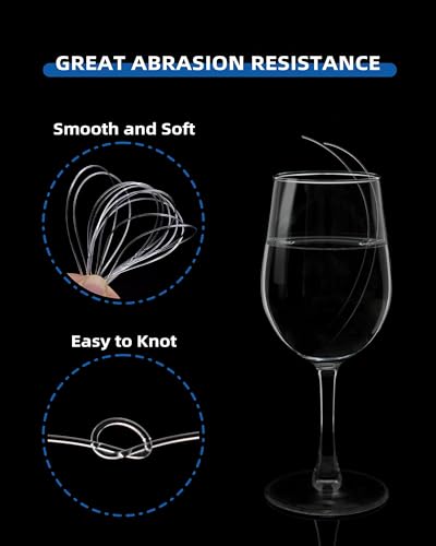 BLUEWING Monofilament Fishing Line Clear Mono Fish Wire Thin Diameter String 6-400 lbs, 50-3000 Yards - color: 01-Clear, size: 0.6mm/50lb/500YD