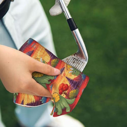Triceratops Dinosaur Golf Towel 16" X 24" with Clip Golfer Bags Accessories Gifts - color: Triceratops Dinosaur