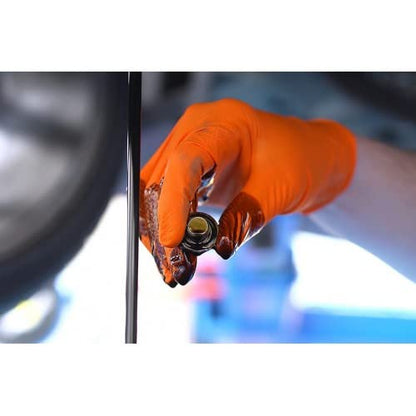 Grippaz 6 Mil Nitrile Disposable Gloves 50-Pack, Fish Scale Grip, Chemical & Oil Resistant, Orange, Large (G21071-L50) - size: Large