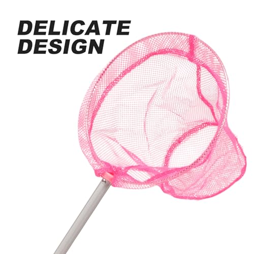 PRETYZOOM Telescopic Fishing Net for Wear-Resistant Aluminum Alloy Landing Net Pole Capacity for Outdoor Freshwater Lake Fishing and Camping Retractable Pink Design