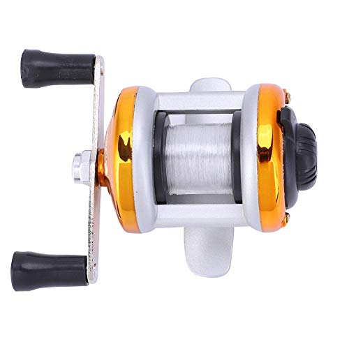 Portable Fishing Reel, Solid Construction Smooth Corrosion-Resistant Ice Fishing Wheel, Perfect for Outdoor Fishing Such As River Ice Fishing(Golden)