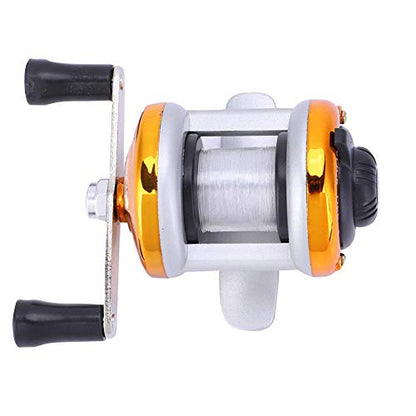Portable Fishing Reel, Solid Construction Smooth Corrosion-Resistant Ice Fishing Wheel, Perfect for Outdoor Fishing Such As River Ice Fishing(Golden)