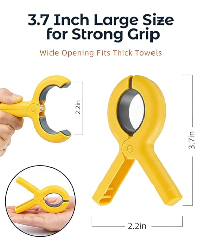 10 Pack Beach Towel Clips Heavy Duty Large Beach Essentials Chair Pool Clip | Yellow Clips with Strong Grip, Silicone Protection, Rust Resistant Spring, Multi-Use for Beach, Boat, Cruise & Outdoors - color: Yellow