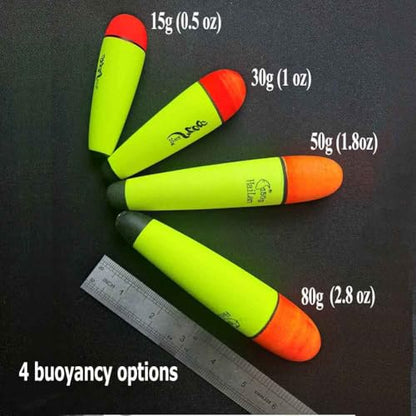 6 pcs Slip Bobbers Floats EVA-Slider-Bobbers Slip Corks Catfish Bobbers Assortment EVA Foam 80g, 50g, 30g,15g - size: 6pcs-30g(1oz)