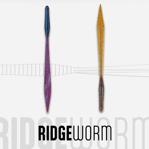 6th Sense – Ridge Worm – Soft Plastic Worm – Bass Fishing – Long Flowing Ribbon Tail Worm – Made in the USA (7 per Pack) - color: Green Pumpkin Burst