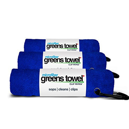 Blue 3 Pack Golf Towel Set for Golf Bags with Clip, Plush Microfiber Nap Fabric, 16x16, The Original (Royal Blue) - color: Royal Blue