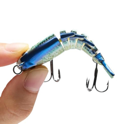 Bassdash SwimPanfish 0.34oz Hard Swimbaits Multi Jointed Topwater Trout Bass Fishing Crank Lure for Freshwater and Saltwater - color: Blue Fish
