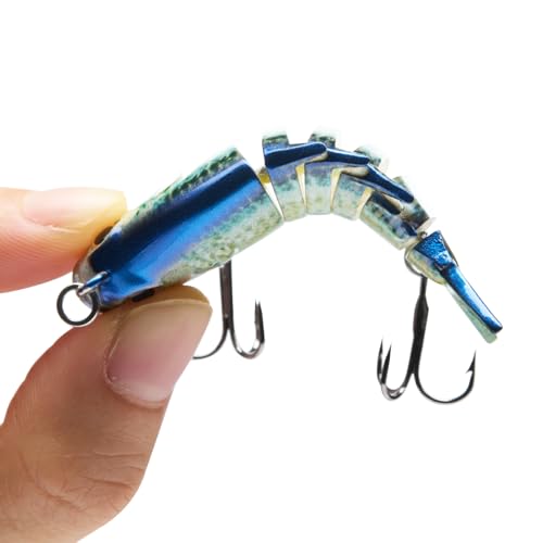 Bassdash SwimPanfish 0.34oz Hard Swimbaits Multi Jointed Topwater Trout Bass Fishing Crank Lure for Freshwater and Saltwater - color: Blue Fish