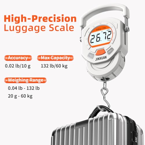 Fishing Scale Luggage Scale 132lb/60kg Digital Fish Scale, Fish Weight Scale with Backlit LCD Display, Luggage Weight Scale with 4 Units, 2 AAA Batteries, Hanging Scale for Fishermen Travelers - style: Battery Powered