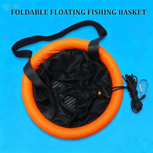 Foldable Floating Fish Basket – Portable Collapsible Fishing Net for Live Fish, Bait & Minnow Storage | Kayak Live Well Cage - size: S-Net Bottom Size:10.43inch