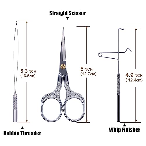 XFISHMAN Fly-Tying-Kits-for-Beginners-with- with Bobbin Threader Scissors Whip Finisher 5 in 1 Starter Tying Flies Set