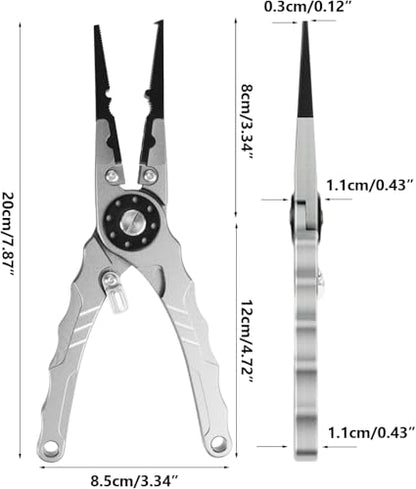 7.8" Lockable Saltwater Fishing Pliers, Aviation-grade Aluminum & Tungsten Cutters | Corrosion-Proof, with Replaceable Blades Set, Fishing Gear Gifts for Men, Adults, Kids