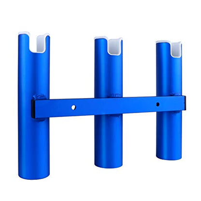 Aluminium Wall-Mounted Fishing Rod Holder for Boat, Garage & Marine - Holds Rods & Poles - color: Large Blue 3 Tubes
