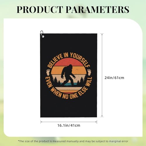 Bigfoot Golf Towel Microfiber with Carabiner Clip, Funny Cleaning Cloth for Golf Balls & Clubs, Gift for Women Men, Golfers, Dad, Grandpa, Bag Accessories 16"*24"-Sasquatch - color: Bigfoot