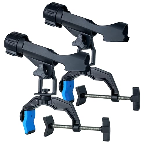 Fishing Rod Holders for Boat, Upgraded Fishing Rod Holder with Enlarge Clamp Innovative Dual-V Shaped Design Fit Round/Square Tube Boat Fishing, Fishing Gifts for Men - color: Large Clamp Holder-2 Pack