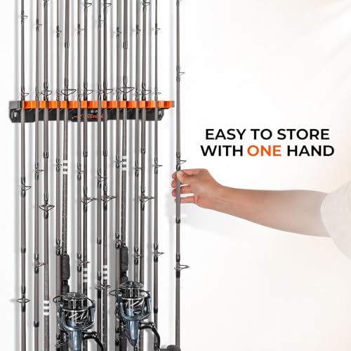 KastKing V15HD Heavy Duty Vertical Fishing Rod Holder – Wall Mounted Fishing Rod Rack, Store 15 Large Rods or Fishing Rod Combos in 18 Inches, Great Fishing Pole Holder and Rack, 2 Packs - color: Black - 2 Pack - Upgraded (Heavy Rod Combo, Store 30 rods)