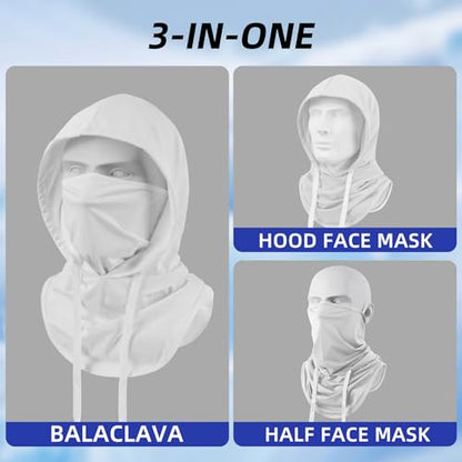 Summer Balaclava Face Mask with Breathable Holes Sun Face Shield UV Protection Full Head Mask for Men Women Fishing Cycling - color: White-standard
