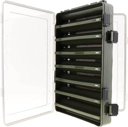 Double Sided 14 Compartments Fishing Tackle Boxes Fishing Lure Box Organizer, Fishing Bait Tackle Storage Case, Container Box for Jewelry Beads Earring Hook (Green) - color: Green