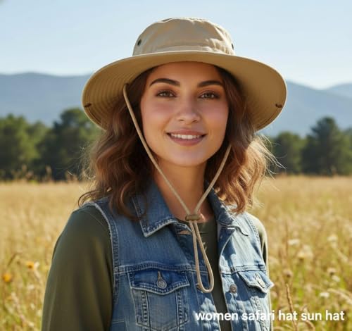 Sun Hats for Men Women Bucket Hat UPF 50+ Boonie Hat Foldable UV Protection Hiking Beach Fishing Summer Safari - color: 2pack-beige+beige