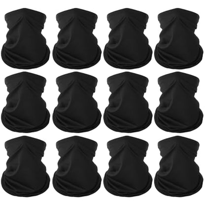 6 Pieces Summer Face Cover Scarf Mens Neck Gaiter For Men Women UV Protection Face Breathable Sun Protection Cycling Running - color: Black(12-pack)