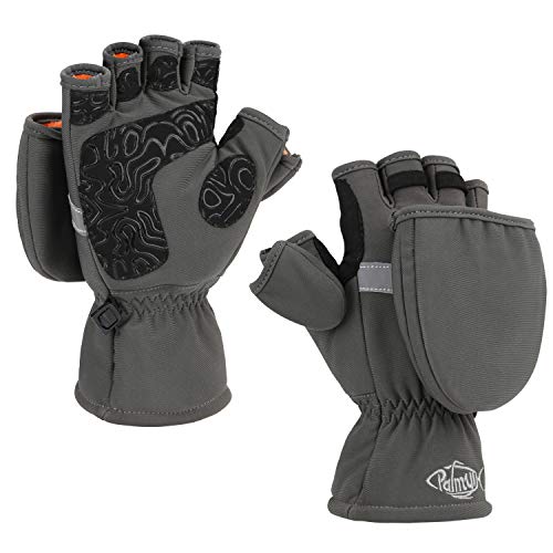 Palmyth Ice Fishing Gloves Convertible Mittens Flip Fingerless Mitt with Thinsulate 3M Warm for Cold Weather and Winter Men Women Photography Running Camera - color: Gray, size: X-Small