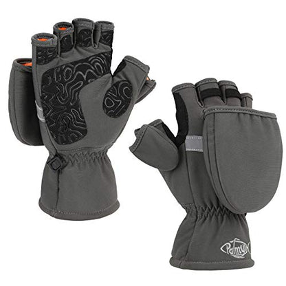 Palmyth Ice Fishing Gloves Convertible Mittens Flip Fingerless Mitt with Thinsulate 3M Warm for Cold Weather and Winter Men Women Photography Running Camera - color: Gray, size: X-Small