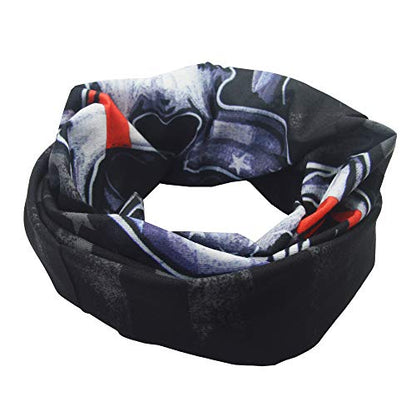Obacle Neck Gaiter Face Mask Bandana for Dust Wind Sun Protection for Men Women - color: Flag One Red Line Flag Skull