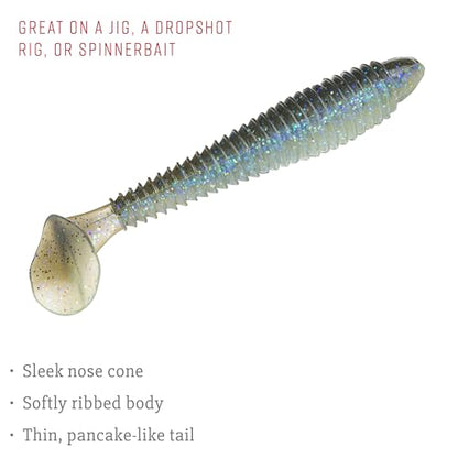Strike King Rage Swimmer Fishing Lure, Soft Plastic Paddletail Minnow, Sleek Nose Cone, Softly Ribbed Body, Thin Tail