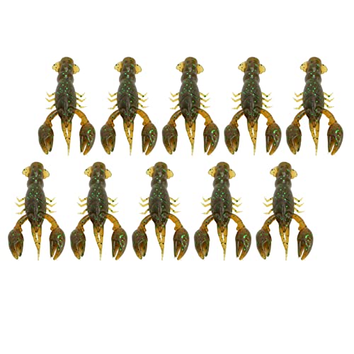 VINGVO Fishing Lures, Crawdad Soft Bait 10pcs Soft Fishing Lure Crawdad Bait PVC Shrimp Artificial Soft Lure Baits for Bass Fishing (Pack of Ten)