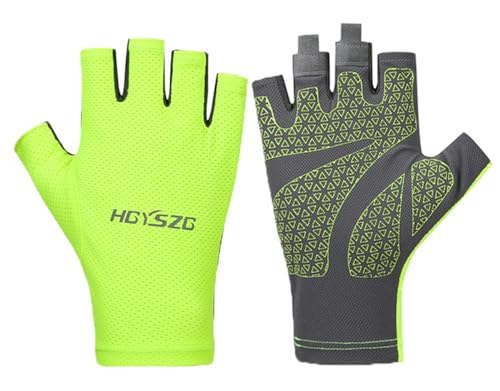 SUJAYU Fingerless UV Protection Gloves - Men & Women's Fishing, Driving, Sailing, Kayak, Paddling & Rowing Gloves - color: Green, size: X-Large