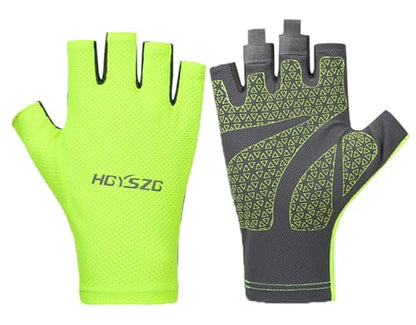SUJAYU Fingerless UV Protection Gloves - Men & Women's Fishing, Driving, Sailing, Kayak, Paddling & Rowing Gloves - color: Green, size: Medium