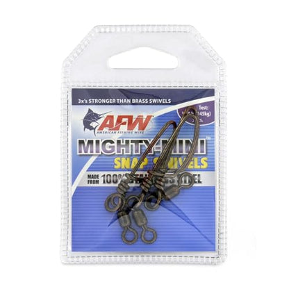 American Fishing Wire Fishing Swivels - Mighty Mini 100% Stainless Steel Snap Crane Swivels, 3X Stronger Than Brass, For Terminal Tackle Box, Up to 600lb Test - Fishing Gear for Fishing Line Leaders - style: #1, 320 Lb, 3 Pc