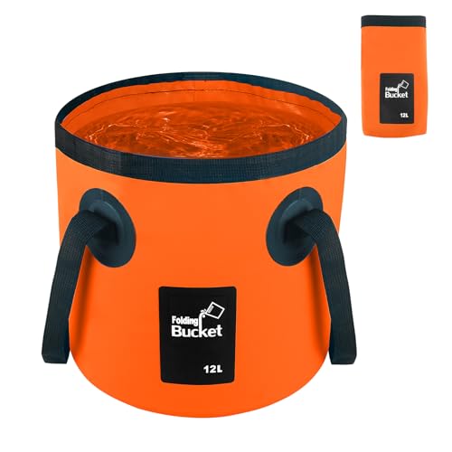 Car Wash Bucket 3.2 Gallon, Collapsible Bucket for Cleaning, Fishing Bucket with Handle for Car Washing, Traveling, Beach, Portable Wash Basin for Cleaning Supplies RV Essentials and Outdoor Camping - size: 12L