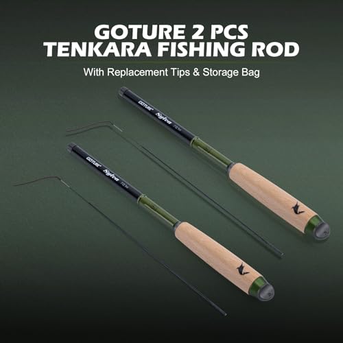 Goture 2pcs Tenkara Fishing Pole for Streams, Rivers, Ultralight 24T Carbon Fiber Fishing Rods, 360° Rotating Tip for Smooth, Inshore Trout Pole for Micro Fishing - size: 3.9ft / 1.2m
