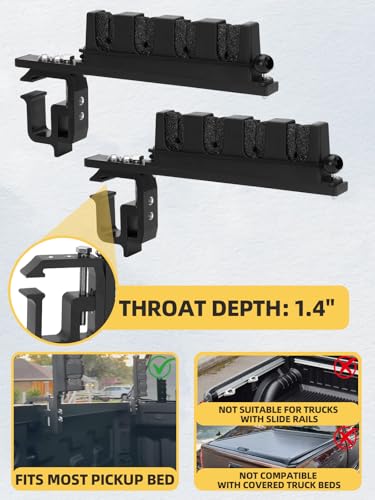 Upgraded Fishing Rod Holder for Truck Bed, Holds 4/6 Rods, Secure C-Clamp No-Drill, Horizontal/Vertical Mount, Fishing Rod Holder Fits Most Pickup Trucks, 1 Pair
