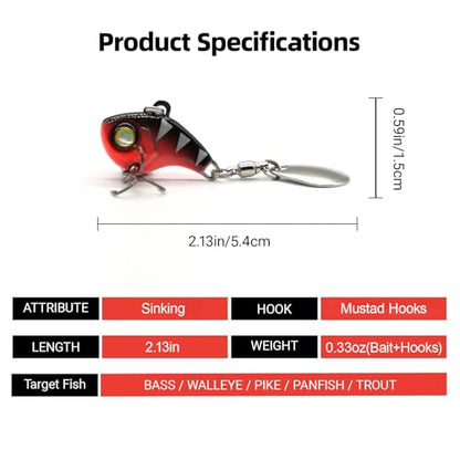 Stonefish 3PCS Spinner Baits Fishing Lure Kit, Trout Lures with Sharp Treble Hooks, Vibrating Swimming Bait for Bass Walleye Pike Freshwater Fishing - color: A-7g