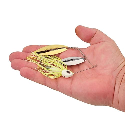 Berkley Power Blade Compact Fishing Spinnerbaits - color: White Chartreuse/Silver + Gold, size: 1 oz - Willow Willow