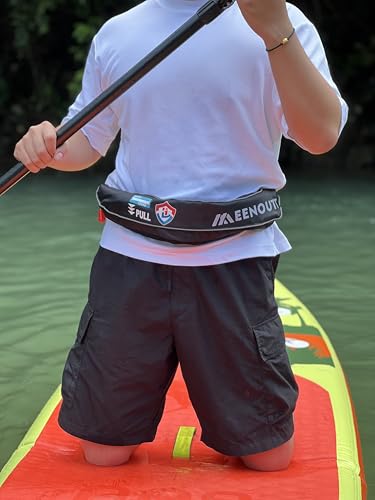 Automatic Inflatable Belt Pack Water Sports Jacket Waist Belt PFD for SUP Paddleboarding Fishing Boating Kayaking（fit 80-330 lbs） (Black) - color: Black