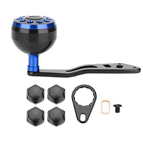 Tbest Knob Power Handle Grip,Fishing Reel Handle CNC Knob with Fittings Replacement Parts Accessory - color: Black+Blue