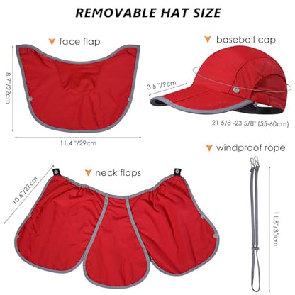 GADIEMKENSD UPF 50+ Folding Fishing Hat 360 Outdoor Sun Hat - color: Red
