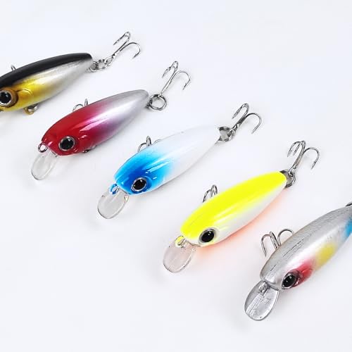 Fishing Lures Large Hard Bait Minnow VIB Lure with Treble Hook Life-Like Swimbait Fishing Bait Popper Crankbait Vibe Sinking Lure for Bass Trout Walleye Redfish - color: 10pcs 4.5cm/3.2g