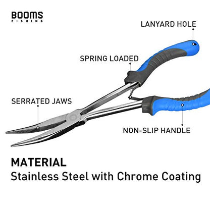 Booms Fishing F05 Hook Remover Long Nose Fishing Pliers 11 Inches PTFE Plated - color: 11" Stainless Steel, Blue