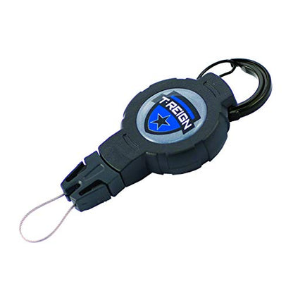 T-REIGN Outdoor Medium Retractable Gear Tether, Carabiner, 36' Kevlar Cord, 6 oz. Retraction, Black Polycarbonate Case, Universal Attachment
