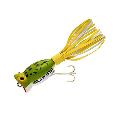 Arbogast Hula Popper Topwater Bass Fishing Lure - color: Frog White Belly, size: 2", 3/8 oz