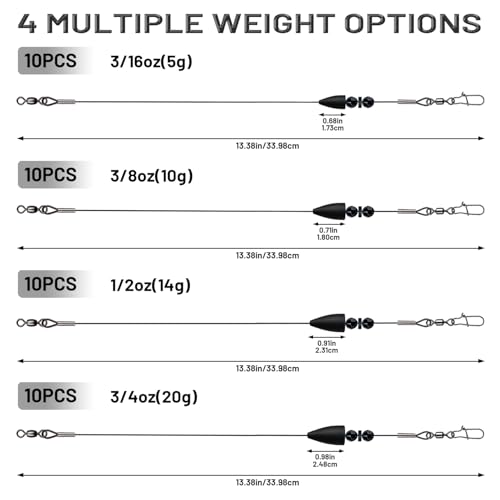 Texas Rigs 10 Pack, Pre-Rigged Bass Fishing Rig with Bullet Weight, Swivel & Snap, Weedless Soft Plastic Rig for Largemouth & Smallmouth Bass - color: Black, size: 1/2oz