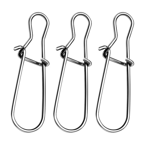 100PCS Size 0-8 Stainless Steel Duo Lock Snap Clip Swivel Lure Snaps Fishing Clips Swivels Fishing Tackle Kit Fishing Snaps Clip High Strength Fishing Gear Hooked Snap - size: #2-35lb-100PCS