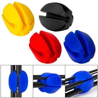 10Pcs Silicone Fishing Rod Holder Straps, 5 Hole Portable Fishing Rod Fixed Ball, Rubber Fishing Pole Clips Fly Fishing Accessories - color: Yellow